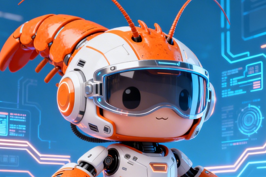 Q版可爱卡通：OpenClaw机甲龙虾